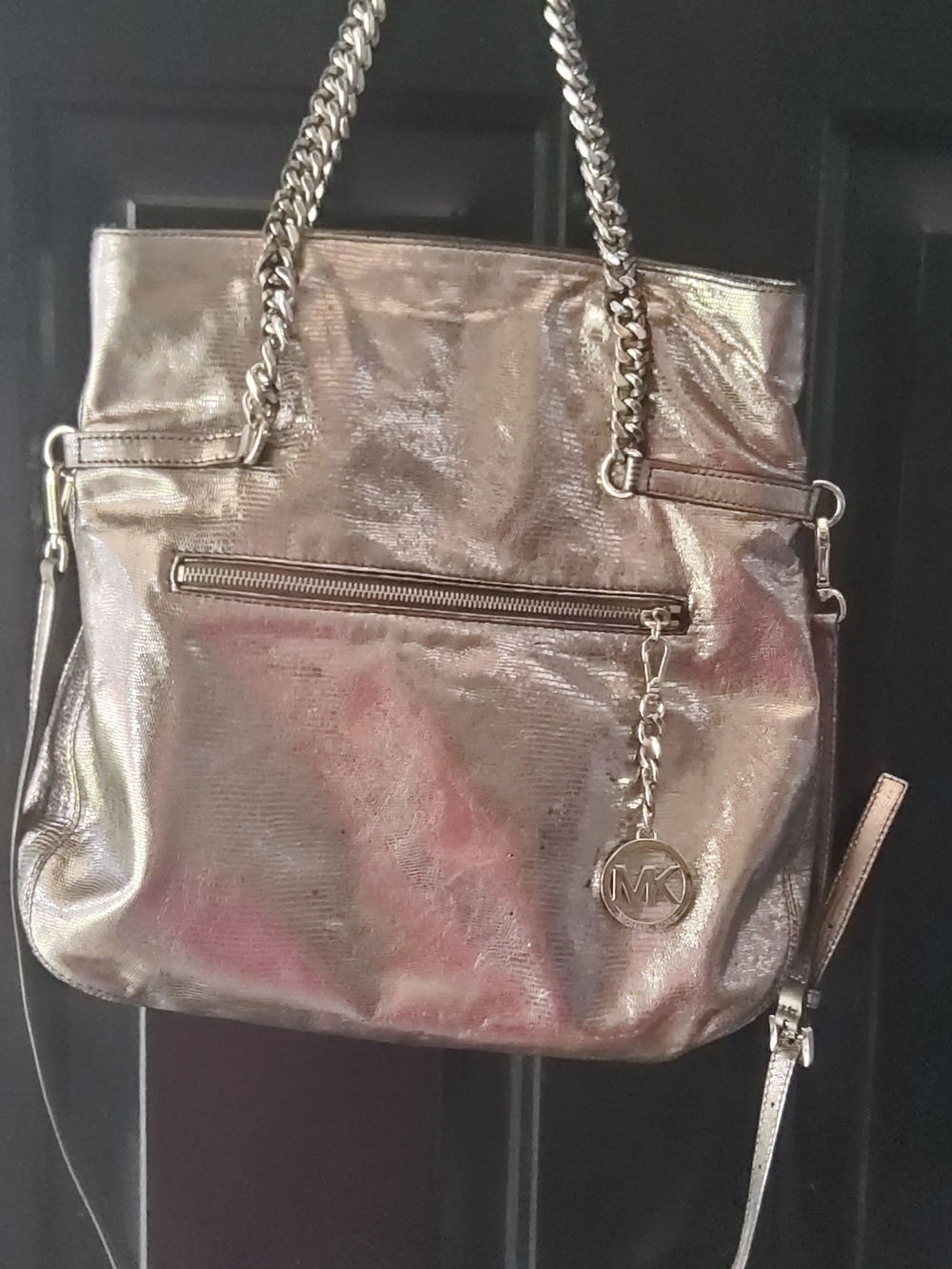 Michael Kors Lacey Large Metallic Fold Over Tote Bag.